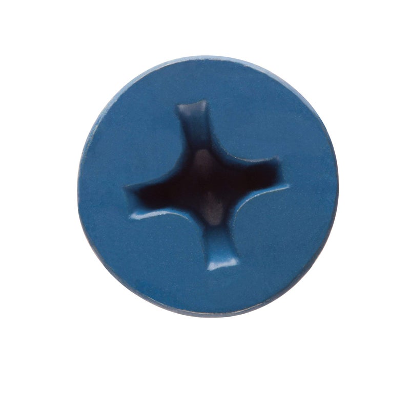 CONFAST 1/4" x 2-1/4" Blue Flat Phillips Concrete Screw Anchor with Drill Bit for Anchoring to Masonry, Block or Brick (100 per Box) - Image 1